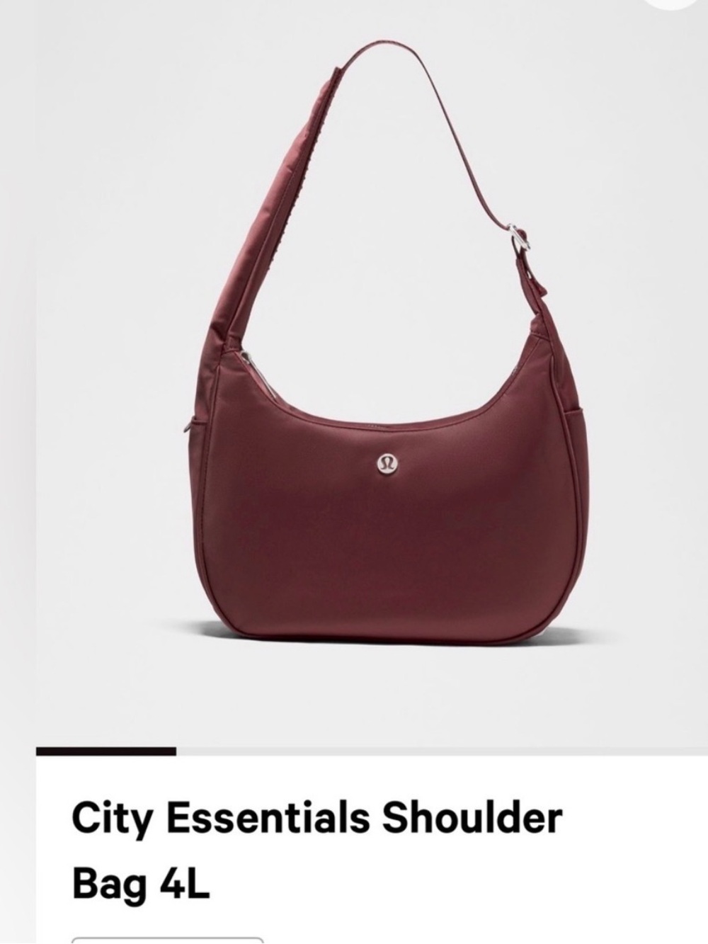 NWT Lululemon City Essentials Shoulder Bag 4L Burgundy Bay/Silver